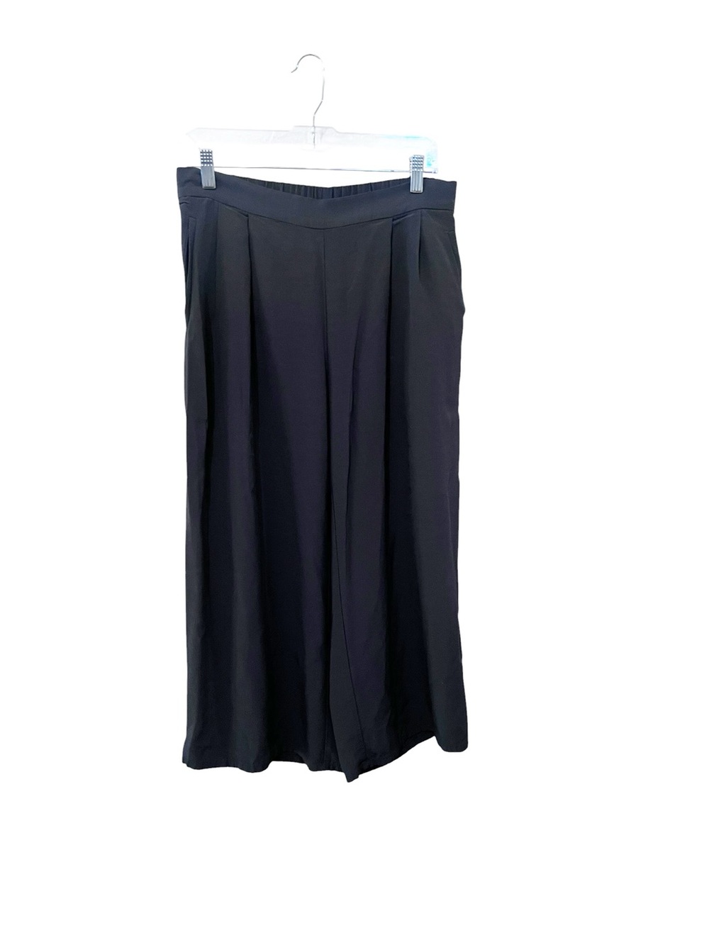 Eileen Fisher Charcoal Gray Elastic Waist Wide Leg Pants‎ With Pockets Small